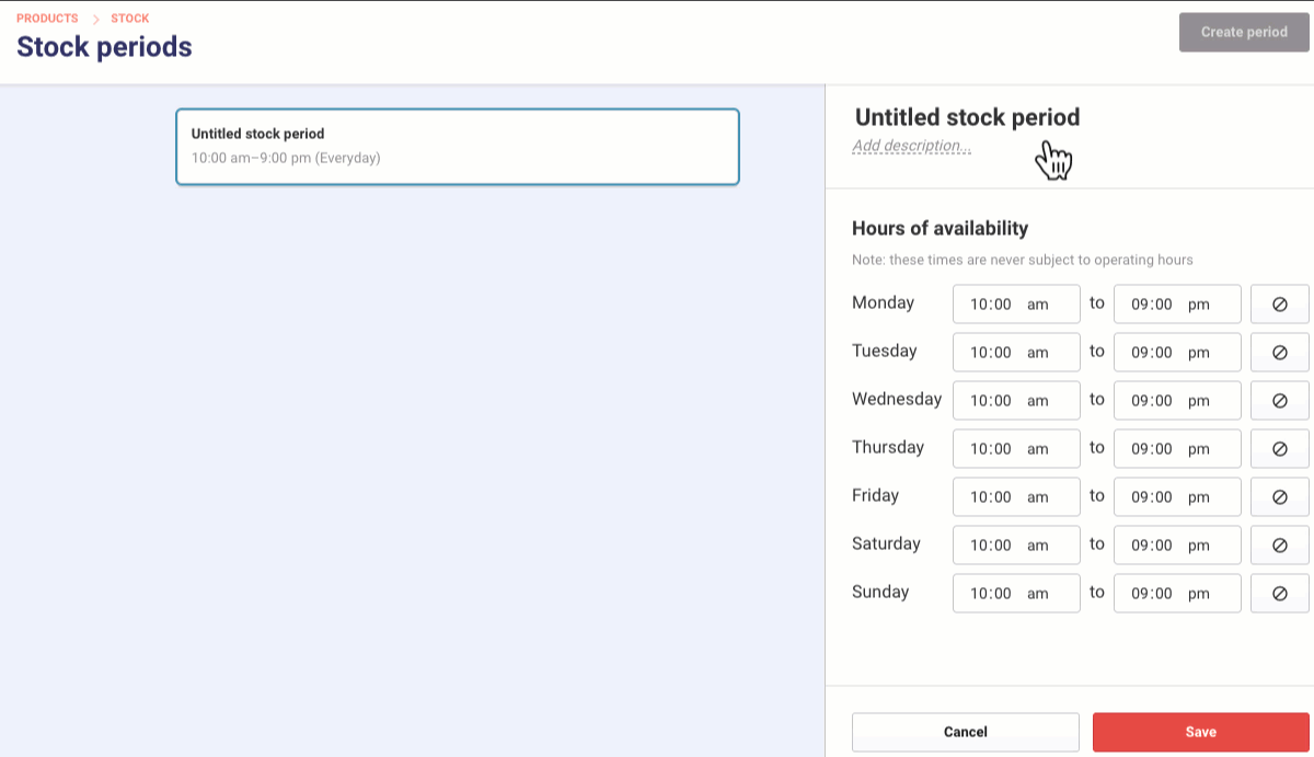 Manage party package addon availability using stock periods Help Center
